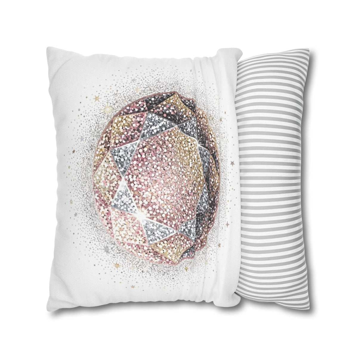 Glittery Spun Polyester Square Pillowcase- White