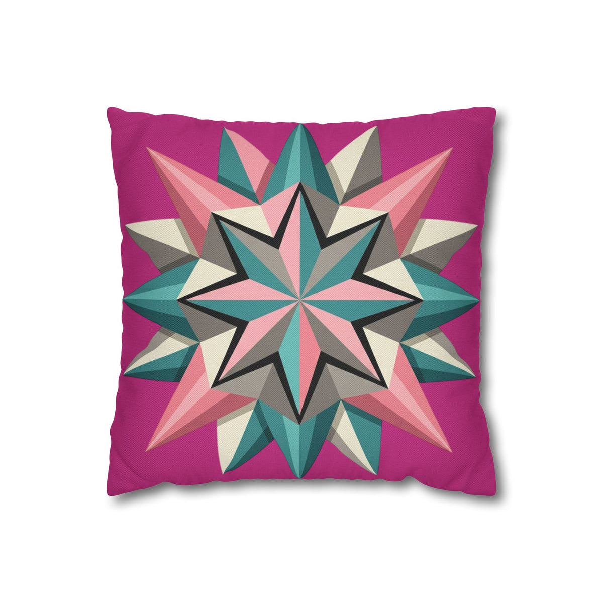 Geometric Starburst Throw Pillowcase — Pink Teal Modern Decorative Cushion Cover