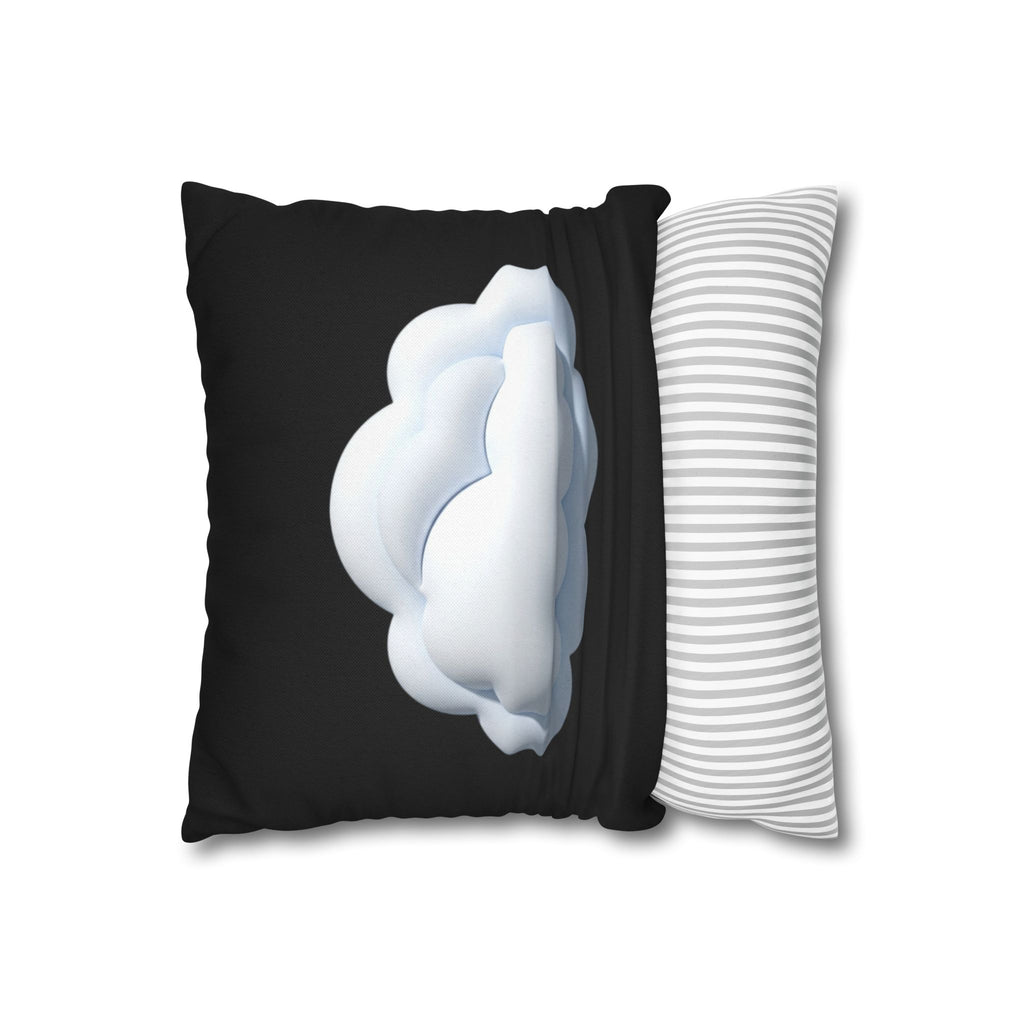 Cloud Graphic Black Pillowcase — Soft White Cloud on Black Decorative Pillow Cover
