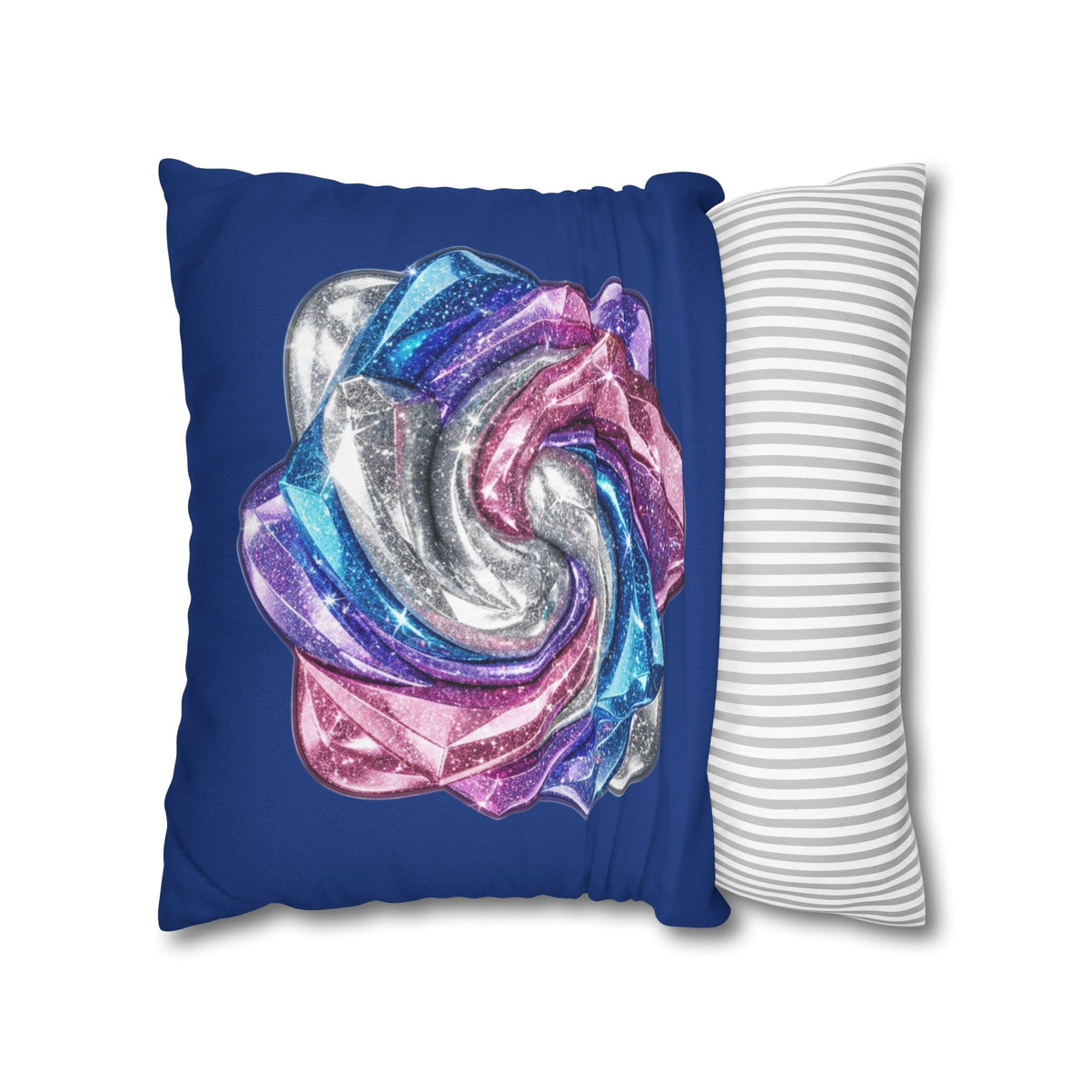 3D Glitter Design Navy Spun Polyester Square Pillowcase