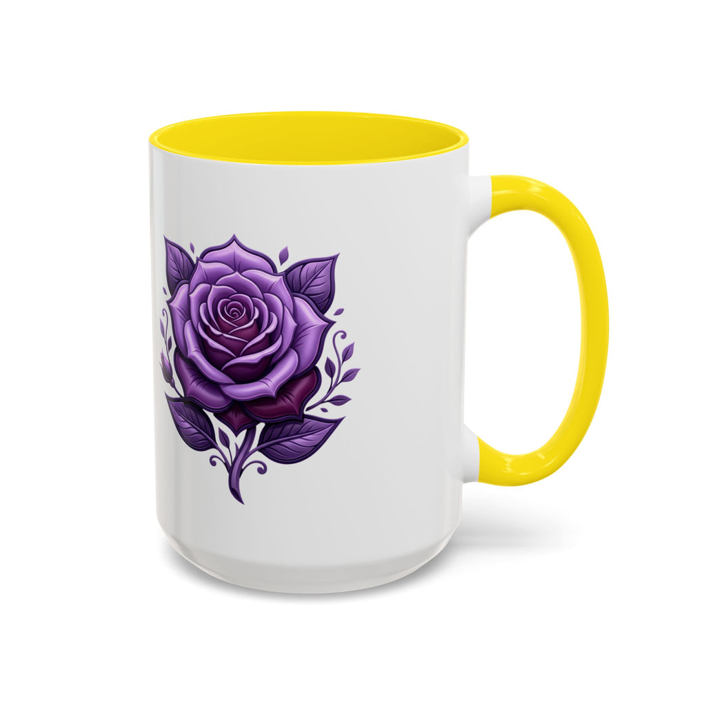Purple Rose Accent Coffee Mug — Floral Gothic Tea Cup for Women & Gifts