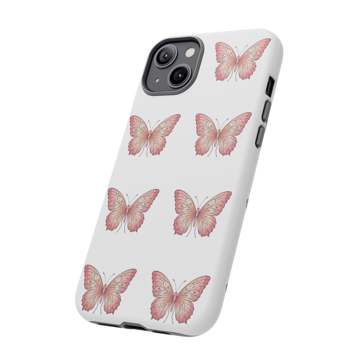 Pink Butterfly Tough Phone Case — Floral Pattern Protective Cover