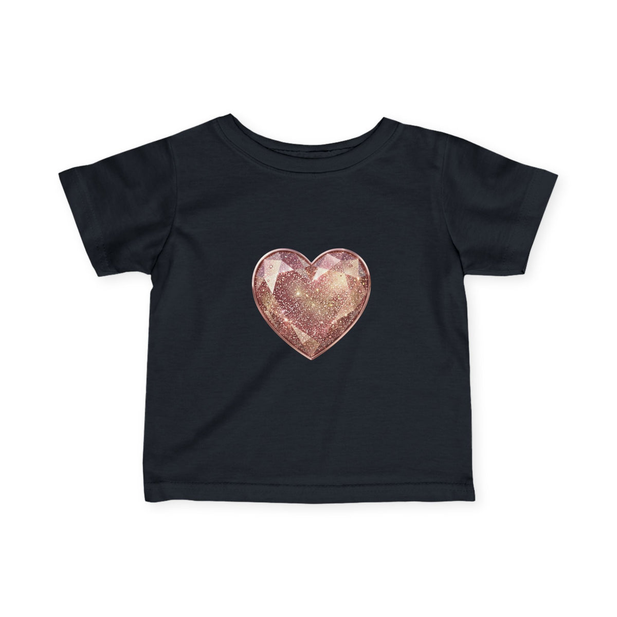 Infant Tee — Rose Gold Glitter Heart Baby T‑Shirt