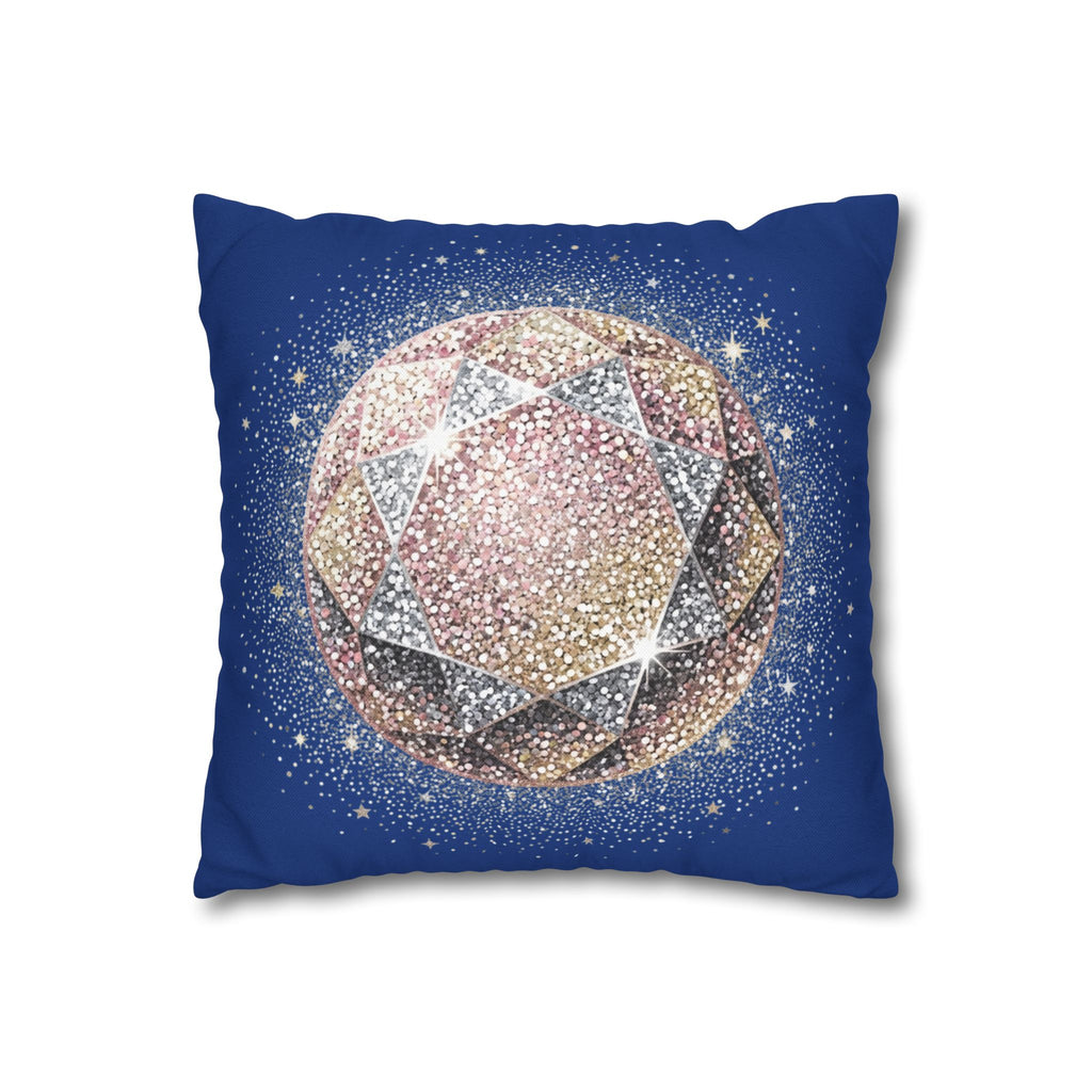 Glittery Navy Spun Polyester Square Pillowcase