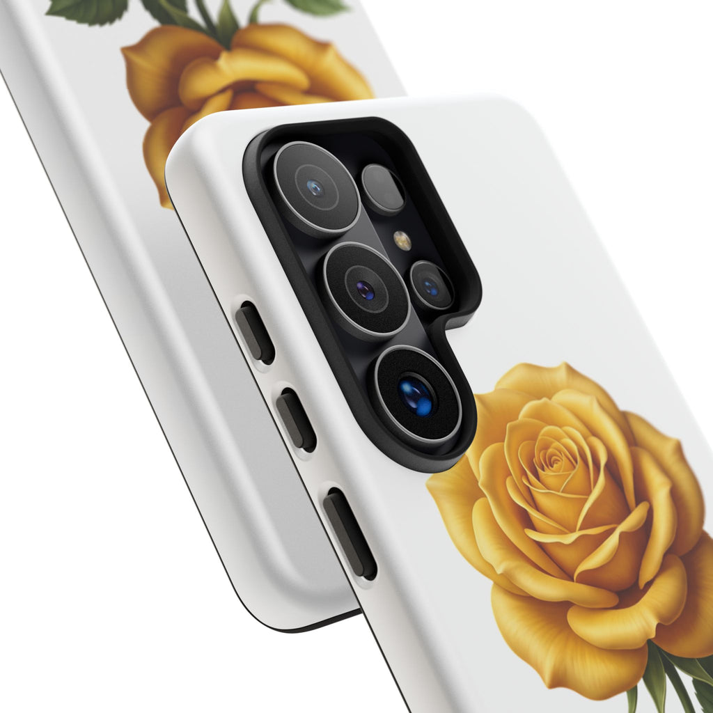 Yellow Rose Phone Case — Vintage Floral Tough Protective Cover