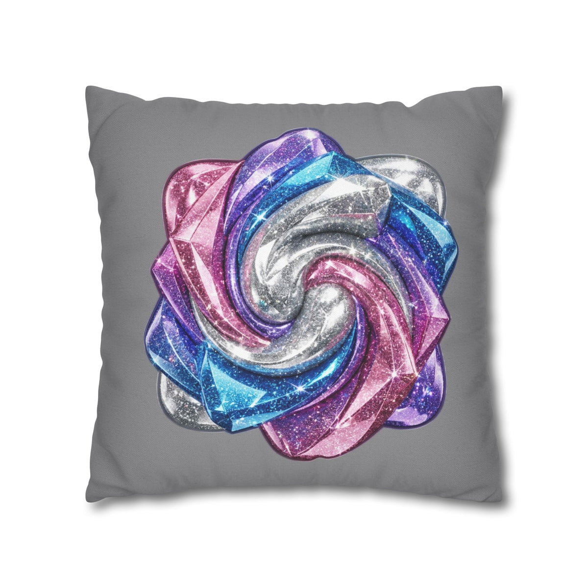 3D Glitter Design Grey Spun Polyester Square Pillowcase