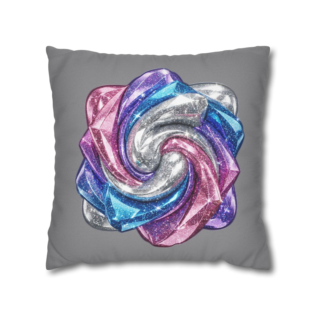 3D Glitter Design Grey Spun Polyester Square Pillowcase
