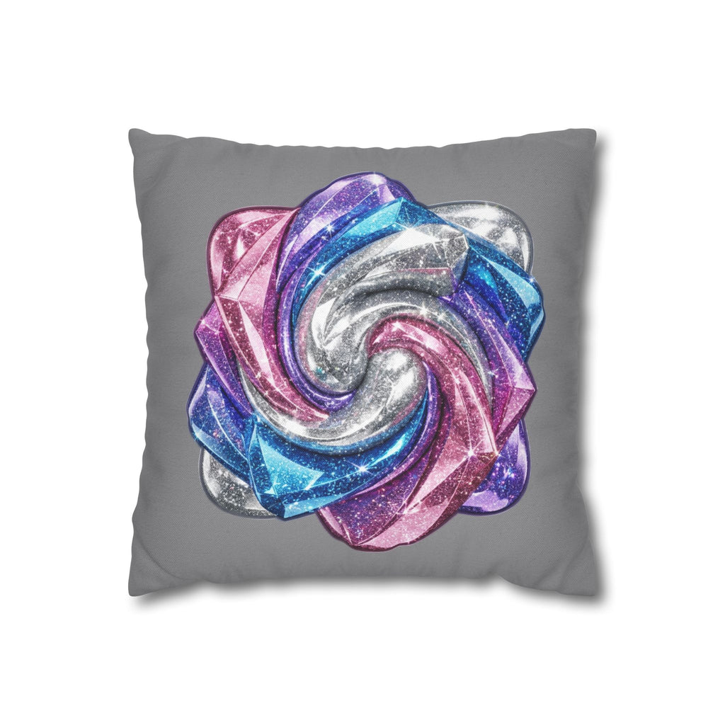 3D Glitter Design Grey Spun Polyester Square Pillowcase