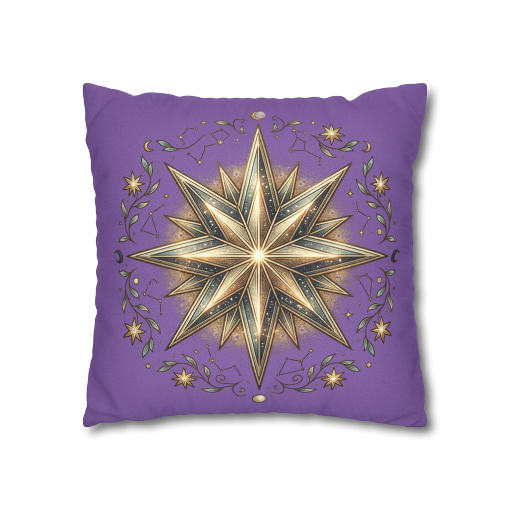 Star Print Light Purple Spun Polyester Square Pillowcase