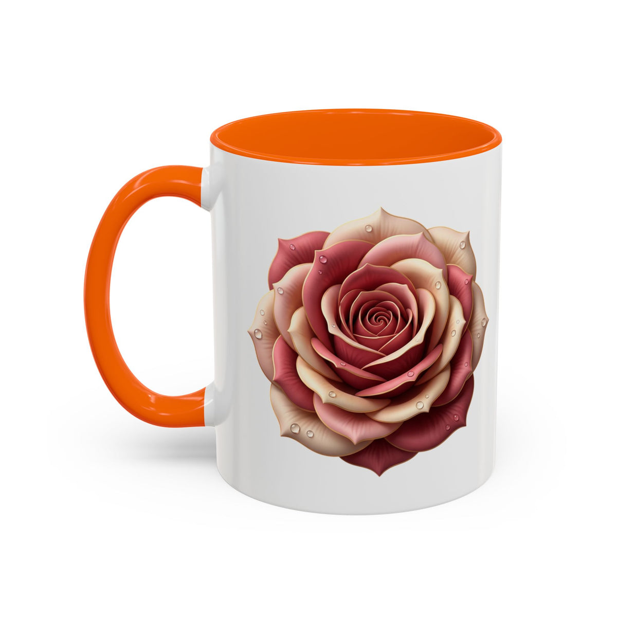 Rose Waterdrop Accent Coffee Mug — Floral 11/15oz