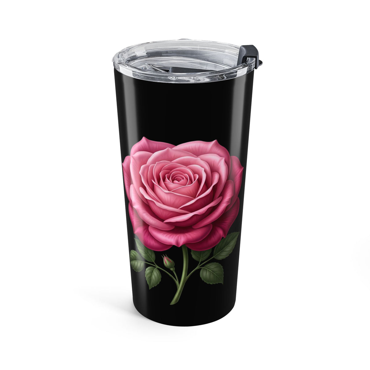 Pink Rose Black Tumbler 20oz