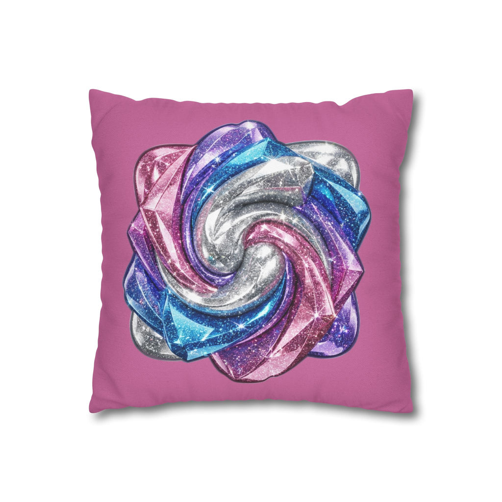 3D Glitter Design Light Pink Spun Polyester Square Pillowcase