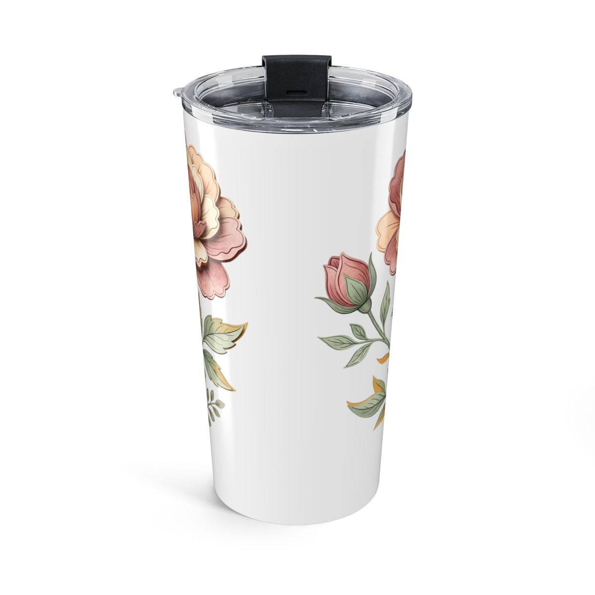 Floral Rose 20oz Tumbler — Vintage Pink Peony Travel Cup