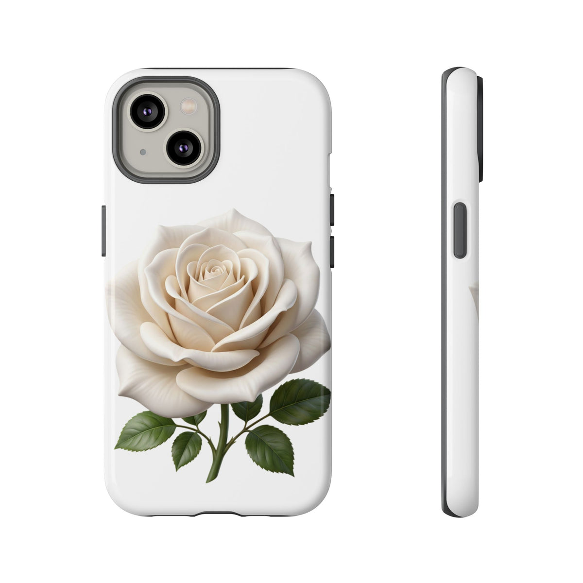 White Rose Tough Phone Case – Elegant Floral Protective Cover