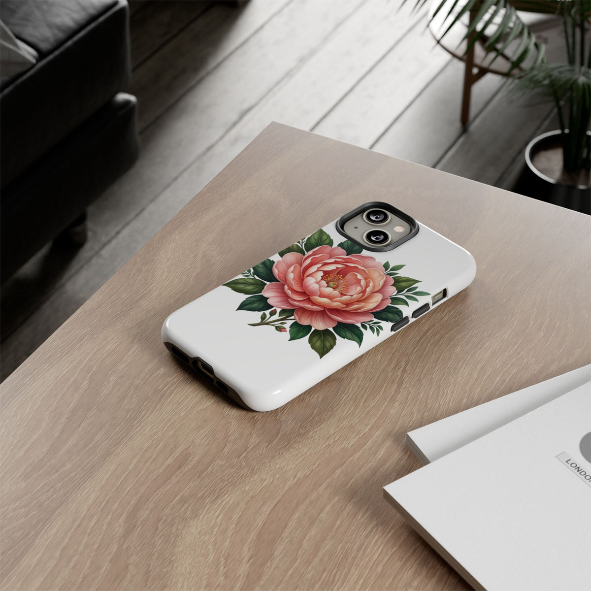 Floral Peony Tough Phone Case — Protective Botanical iPhone Cover