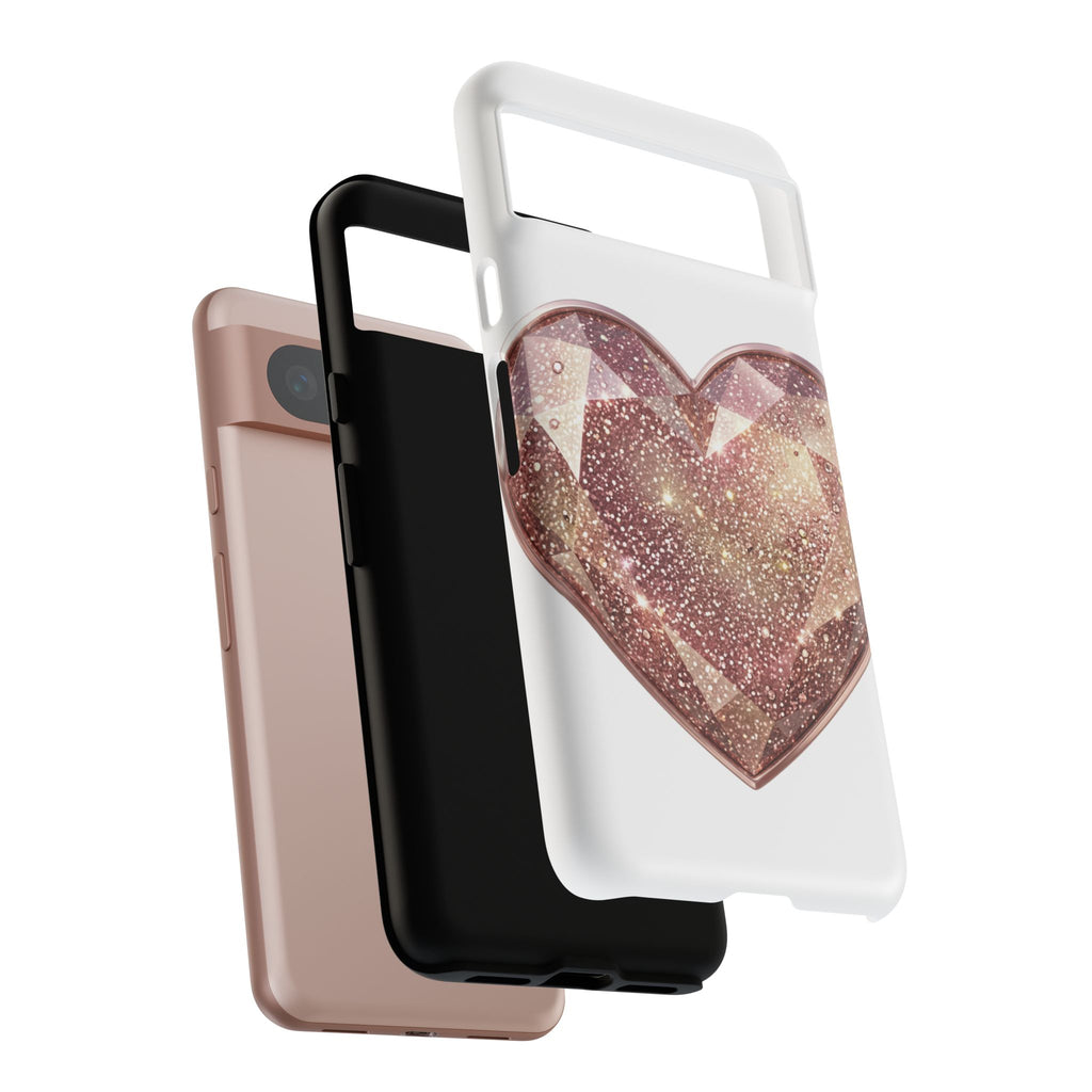Rose Gold Glitter Crystal Heart Phone Case