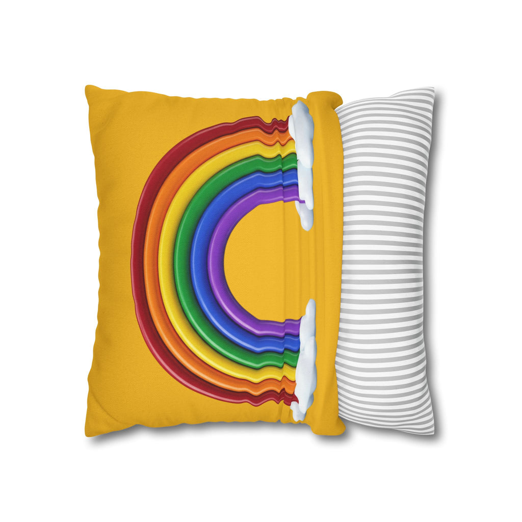 Rainbow Yellow Spun Polyester Square Pillowcase