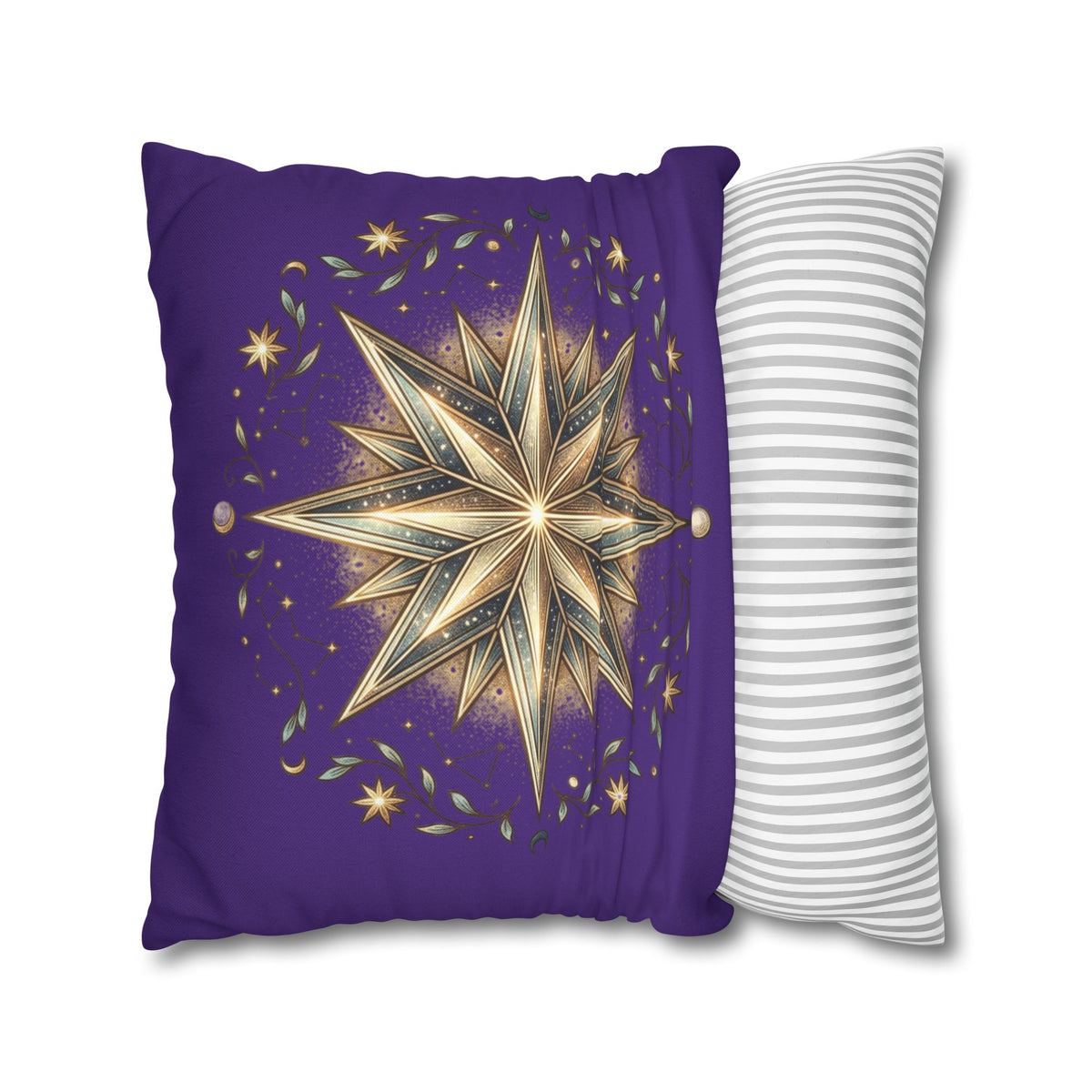 Star Print Dark Purple Spun Polyester Square Pillowcase