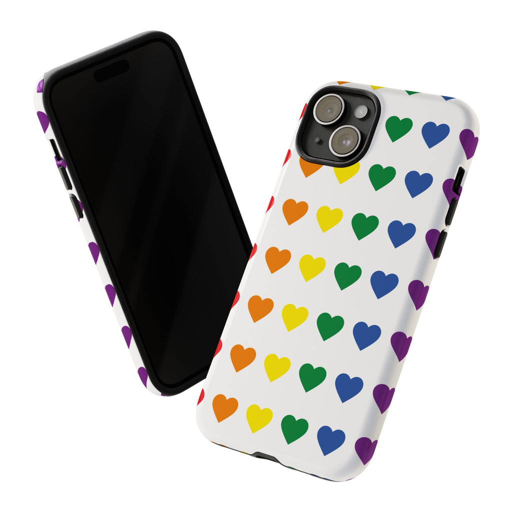 Rainbow Heart Tough Phone Case — Pride Pattern Protective Cover