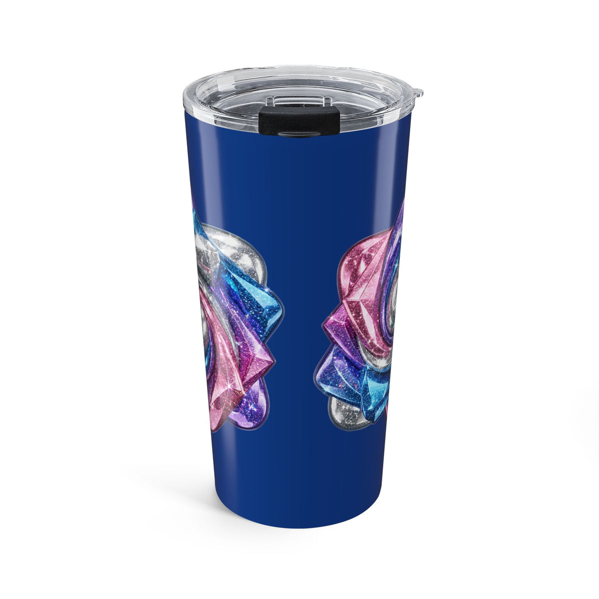 20oz Stainless Steel Tumbler Navy — Blue Iridescent Crystal Rose Design