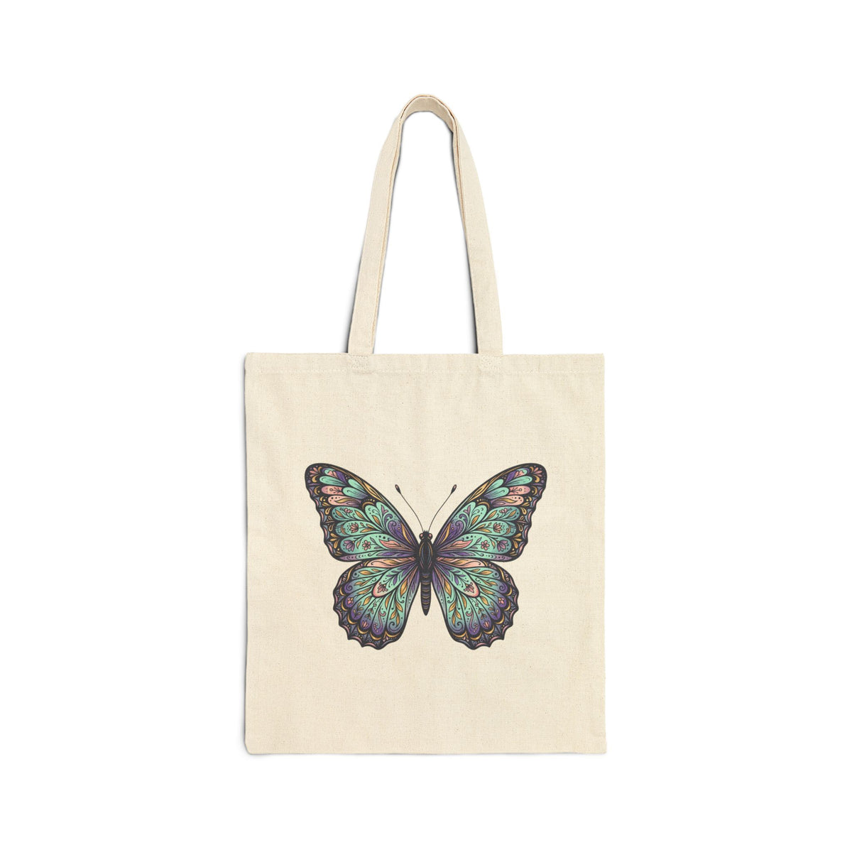 Butterfly Canvas Tote Bag — Vintage Teal Butterfly Eco Shopping Bag