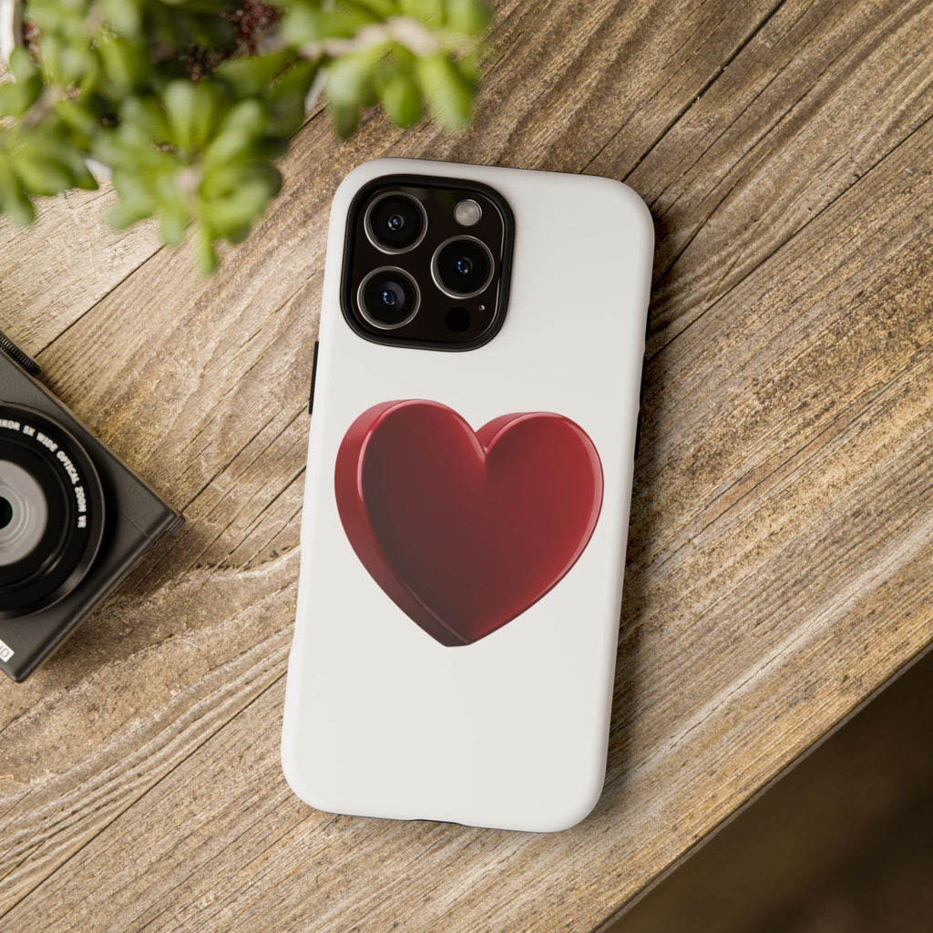 Heart Tough Phone Case - Red 3D Heart Protective Phone Case