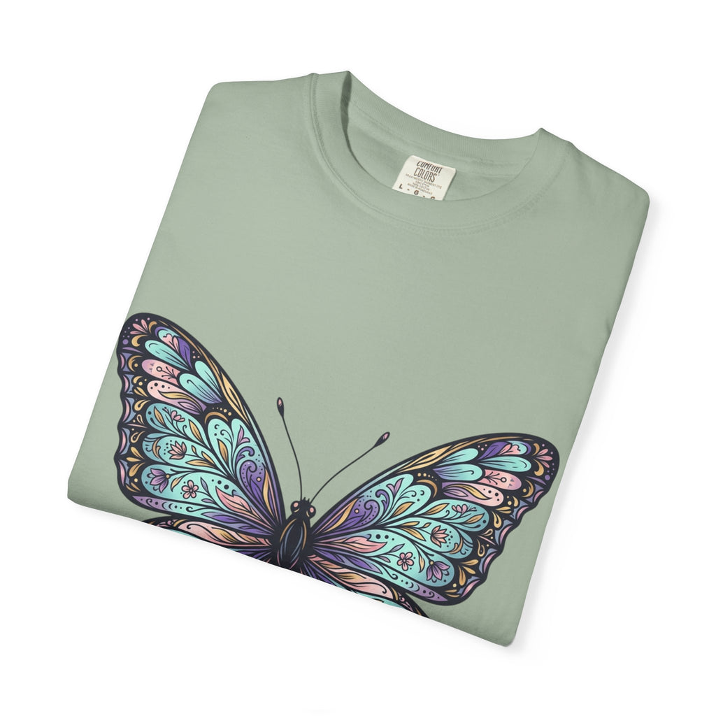 Butterfly Art T‑Shirt — Blue Purple Ornamental Butterfly Graphic Tee