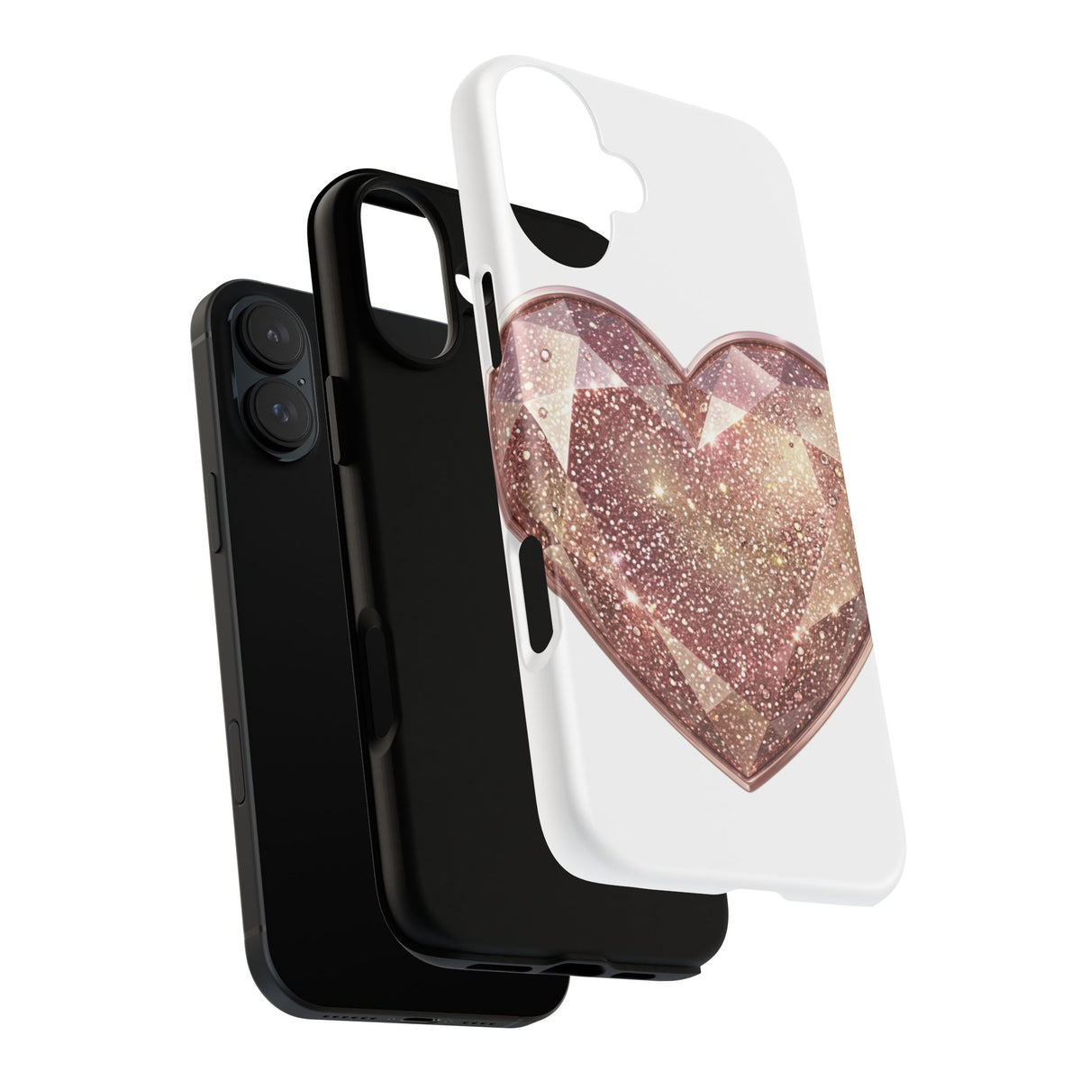 Rose Gold Glitter Crystal Heart Phone Case