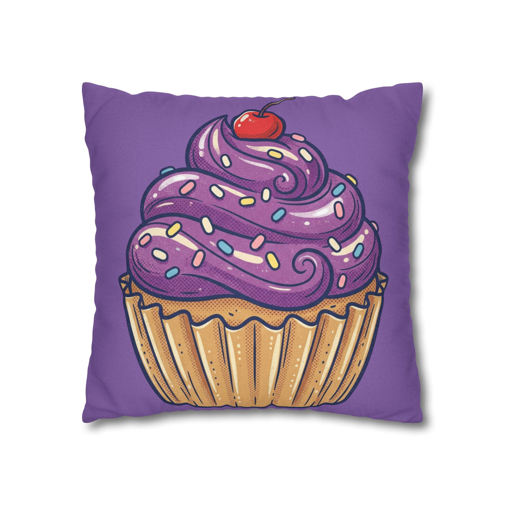 Cupcake Art Pillowcase — Purple Cupcake Decorative Throw Pillow Cover- Light Purple