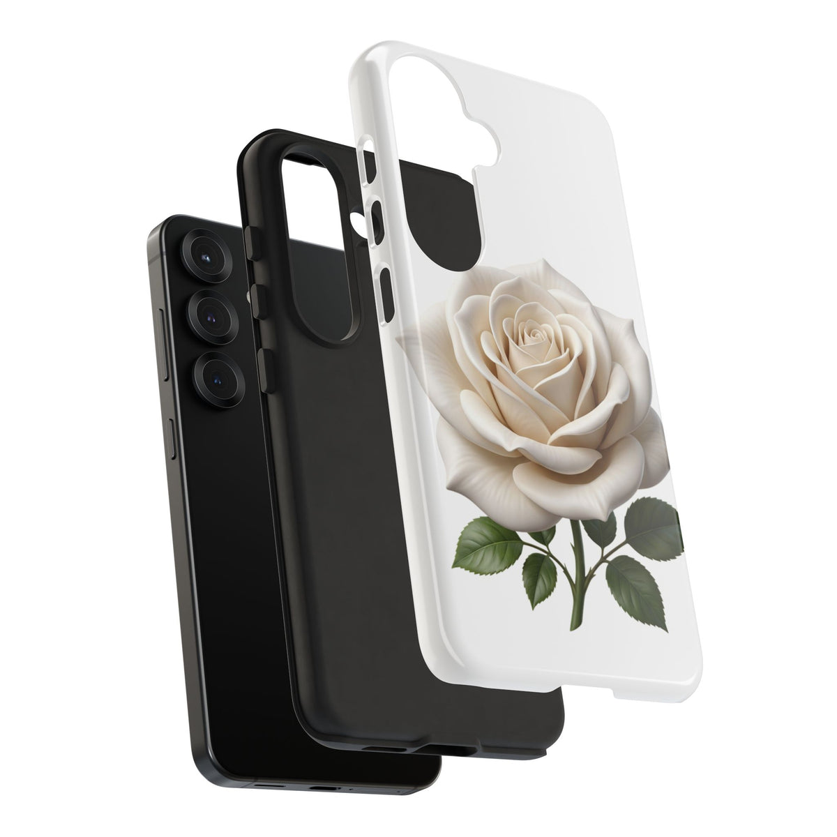 White Rose Tough Phone Case – Elegant Floral Protective Cover
