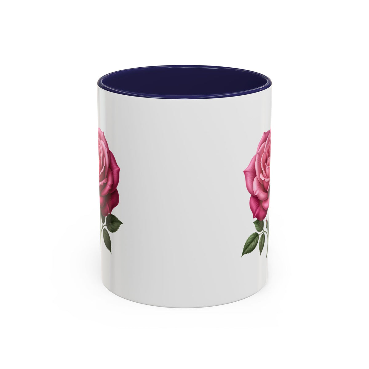 Pink Rose Accent Coffee Mug — Floral Tea & Coffee Cup (11/15 oz)