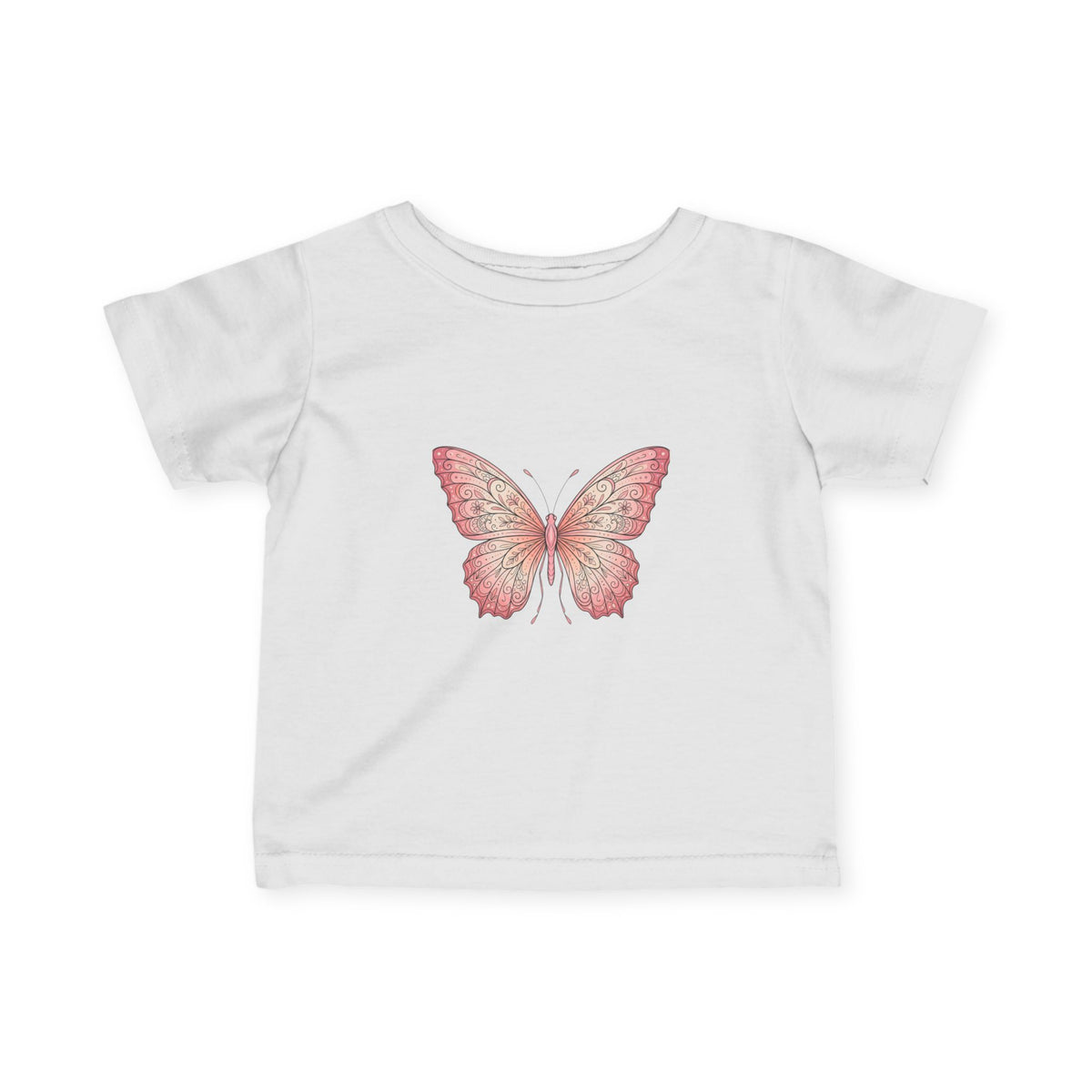 Infant Tee with Pink Watercolor Butterfly — Baby Girl Spring Floral Shirt