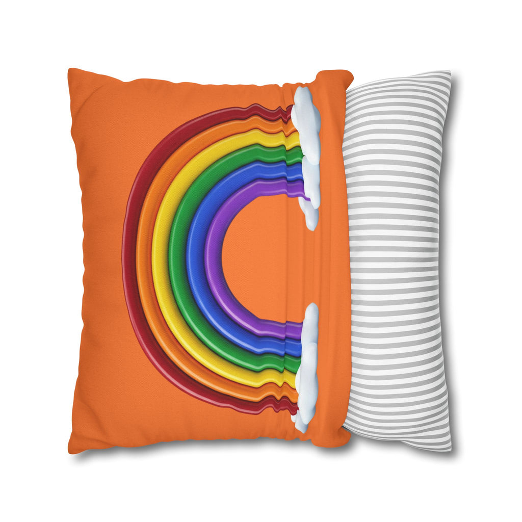 Rainbow Orange Spun Polyester Square Pillowcase