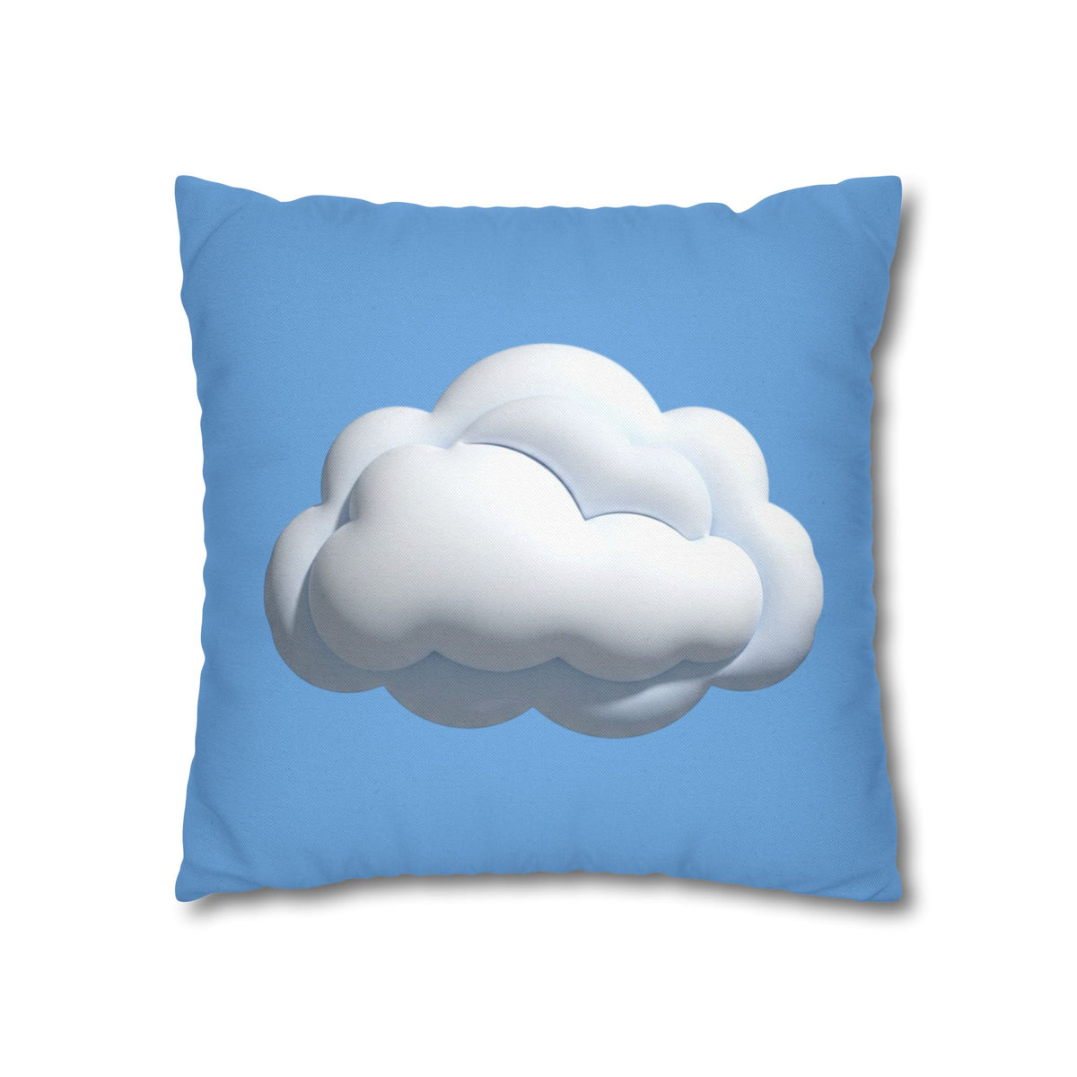 Cloud Print Square Pillowcase — Soft Light Blue Decorative Throw Pillow Cover