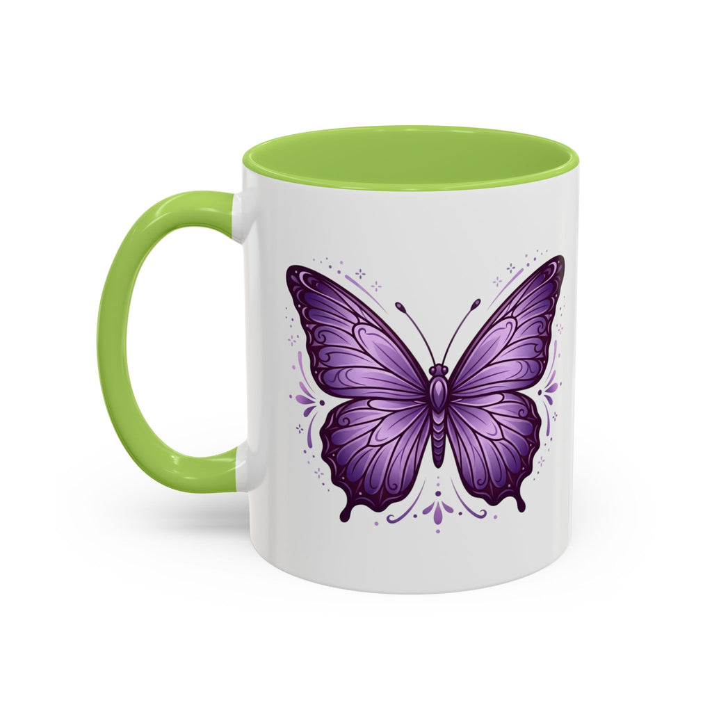 Purple Butterfly Accent Coffee Mug — 11oz & 15oz Decorative Tea Cup