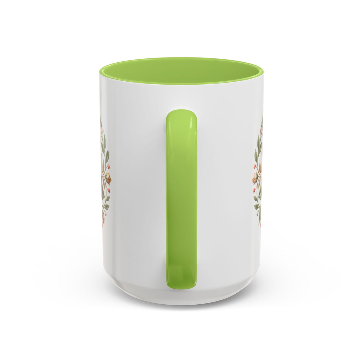 Rose Wreath Accent Coffee Mug — Floral 11/15oz Tea & Coffee Cup