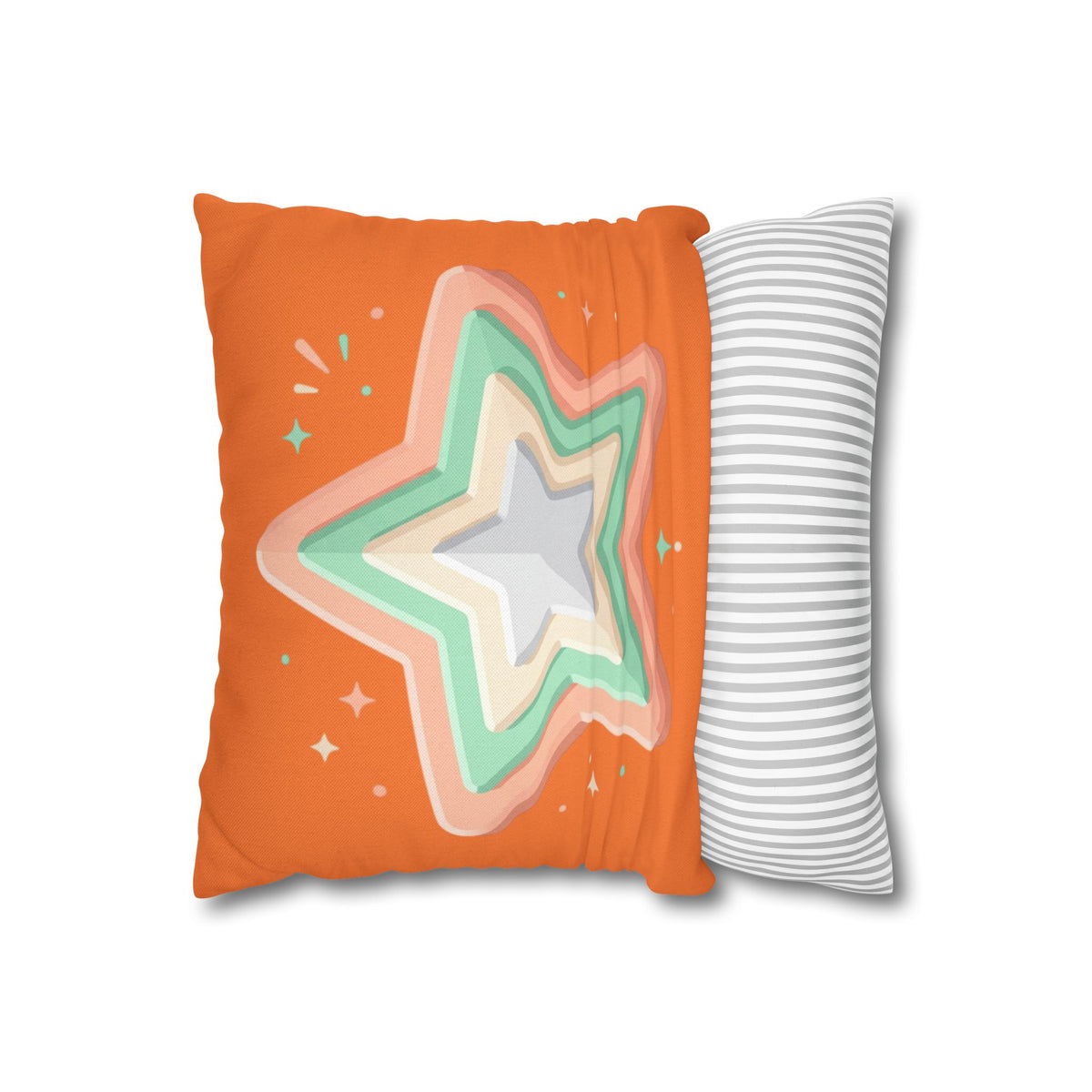 Star Shape Orange Spun Polyester Square Pillowcase