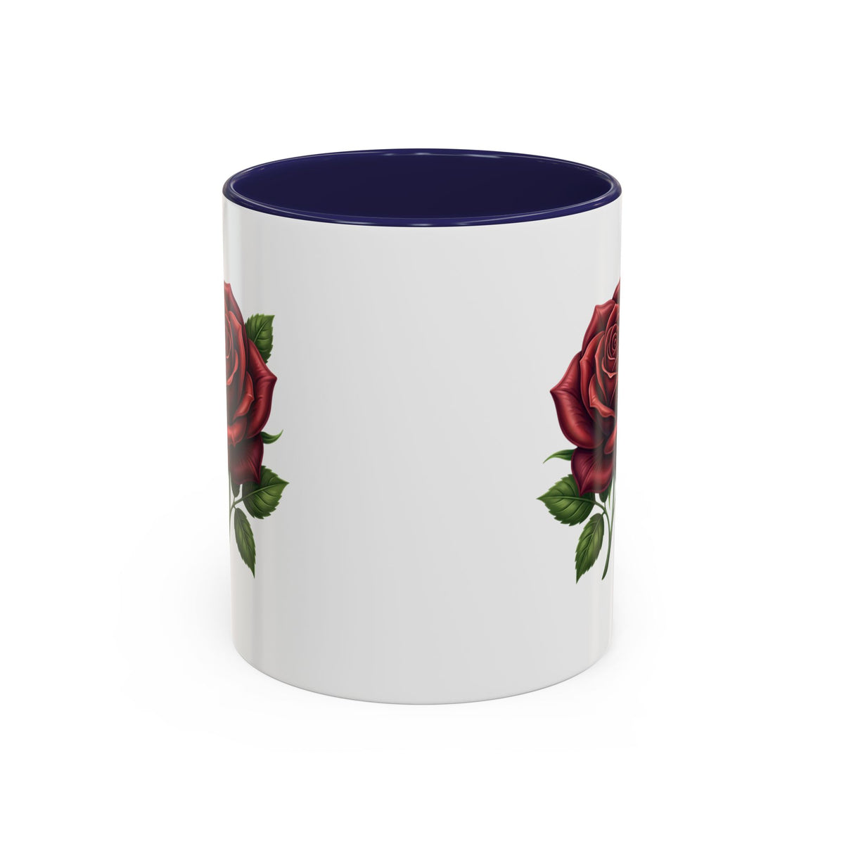 Red Rose Accent Coffee Mug — Floral Ceramic Coffee Cup (11/15oz)