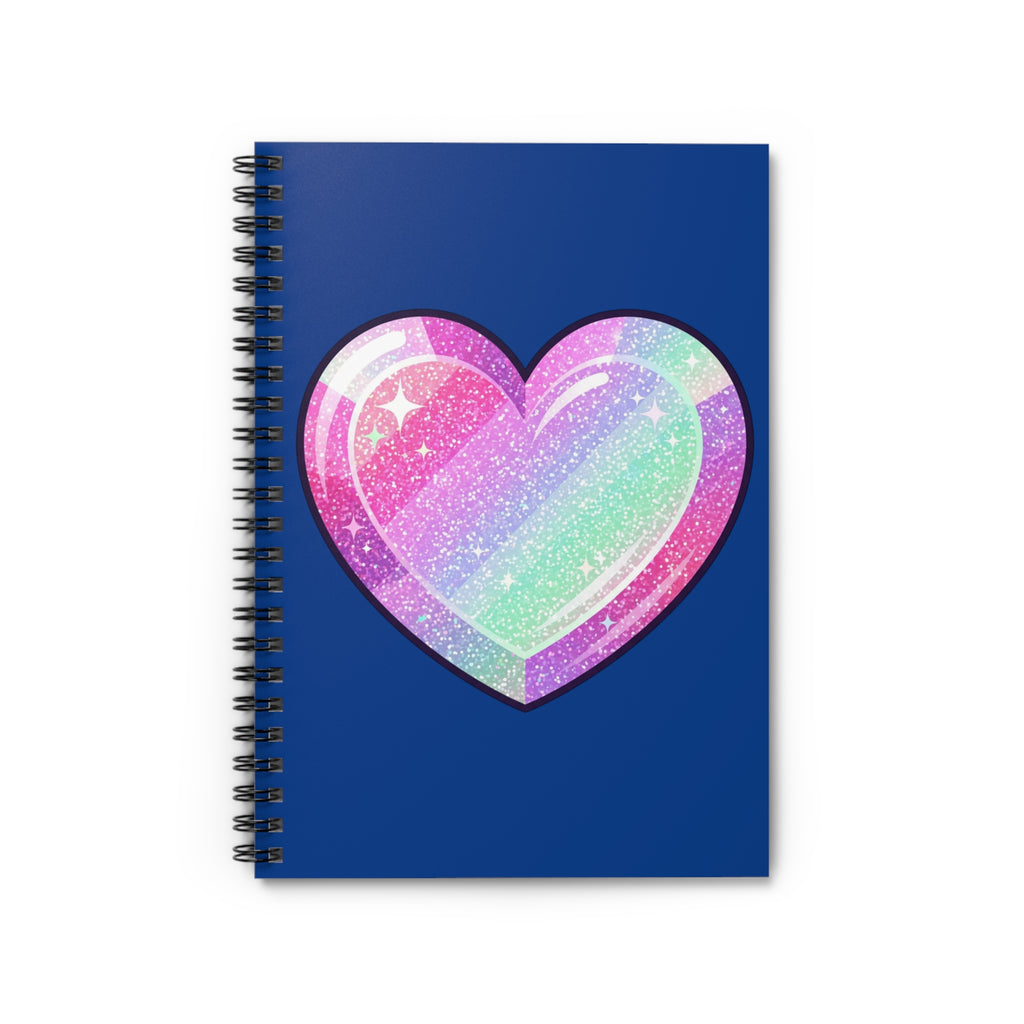Glitter Pastel Heart Spiral Notebook — Ruled Journal for Teens & Gifts- Navy