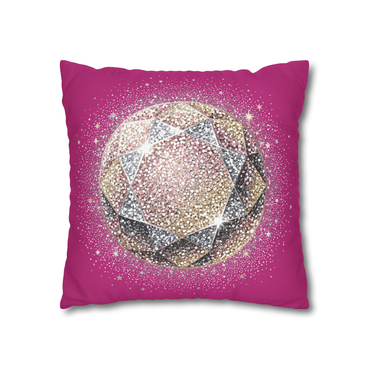 Glittery Magenta Spun Polyester Square Pillowcase