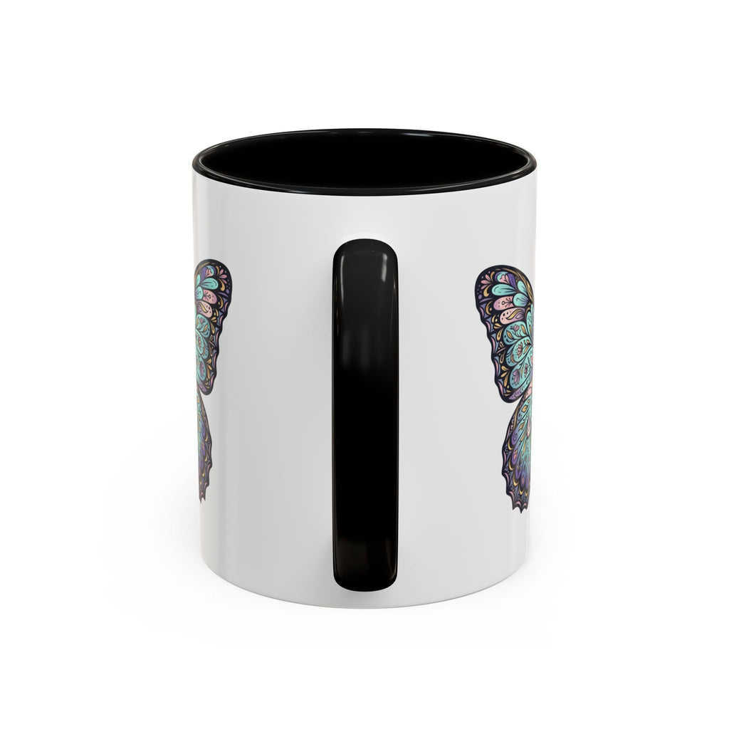 Butterfly Accent Coffee Mug — Teal Mandala Wing Design (11/15oz)