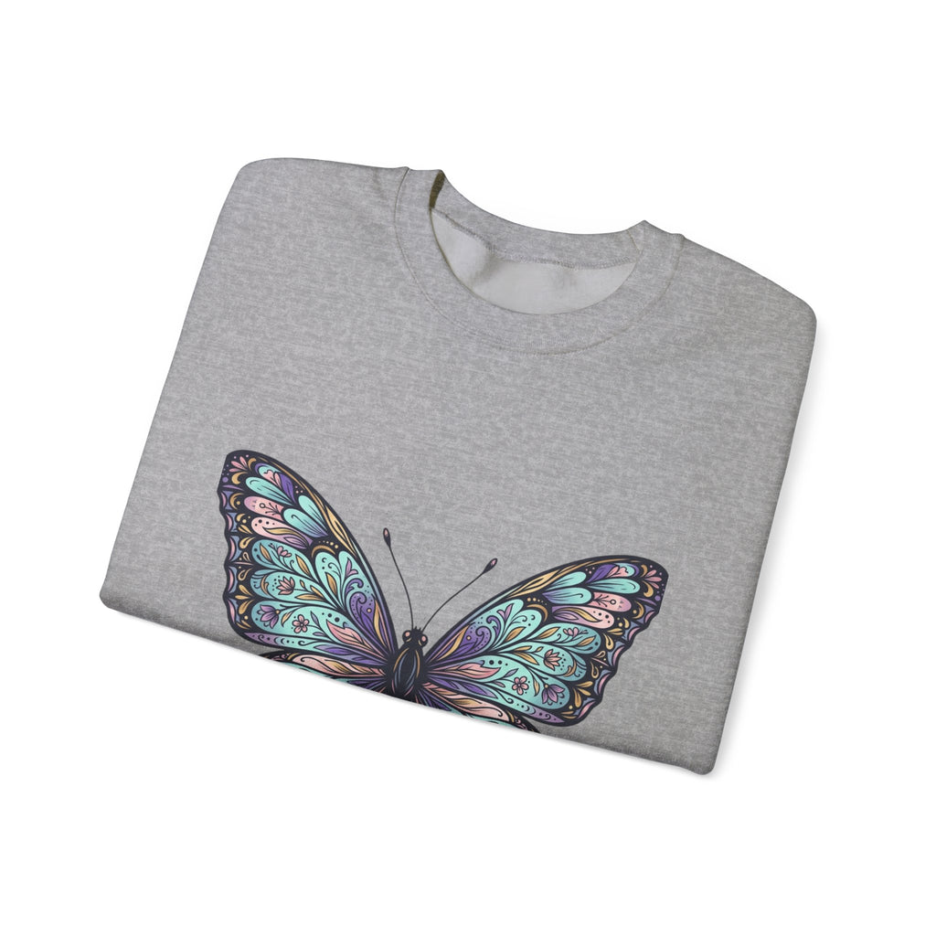 Butterfly Crewneck Sweatshirt – Teal Purple Watercolor Wing Design