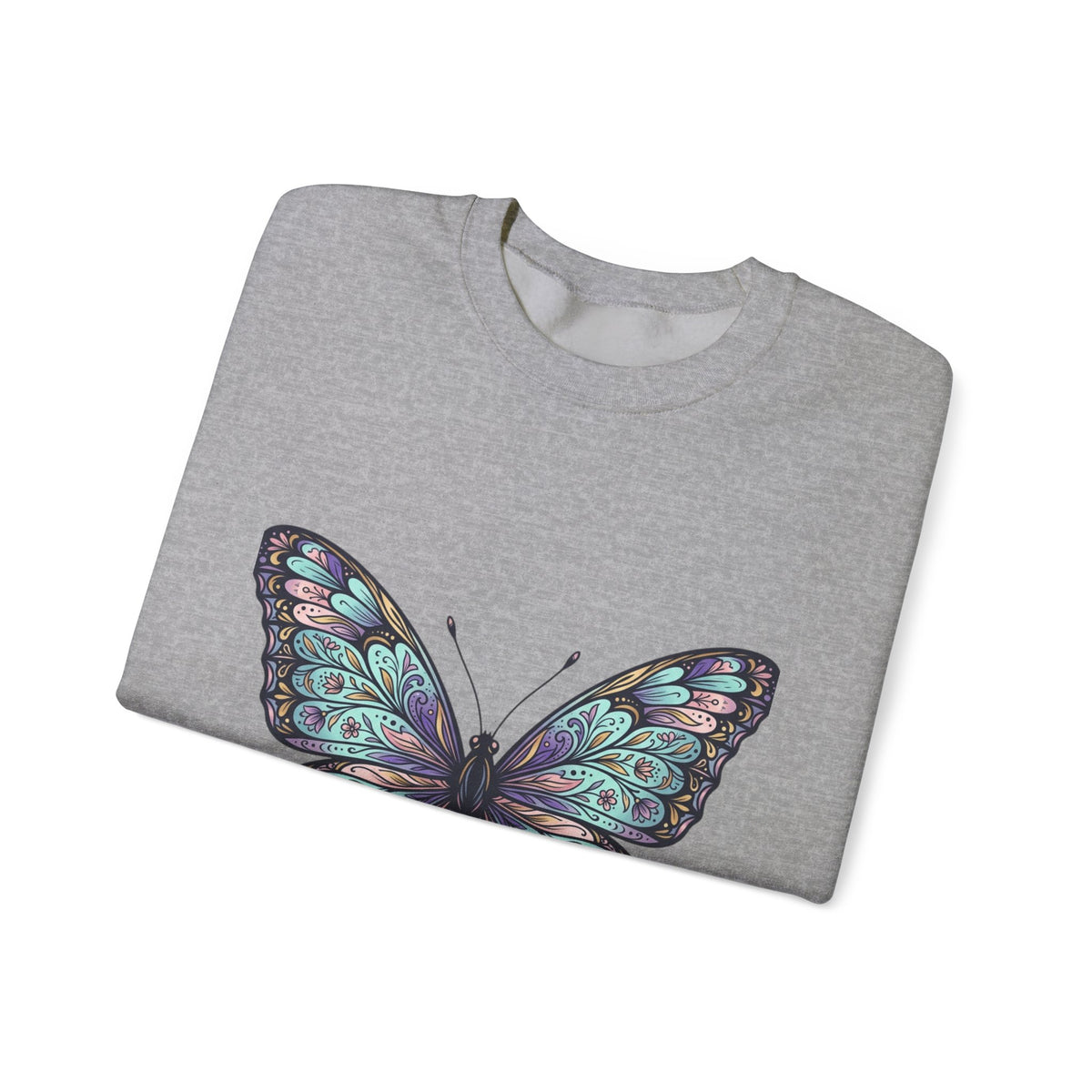 Butterfly Crewneck Sweatshirt – Teal Purple Watercolor Wing Design