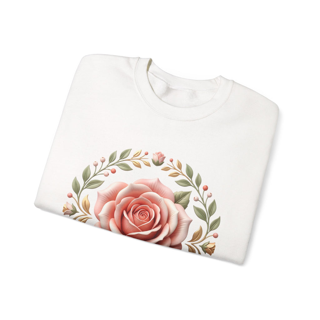 Rose Wreath Crewneck Sweatshirt — Vintage Floral Rose Pullover
