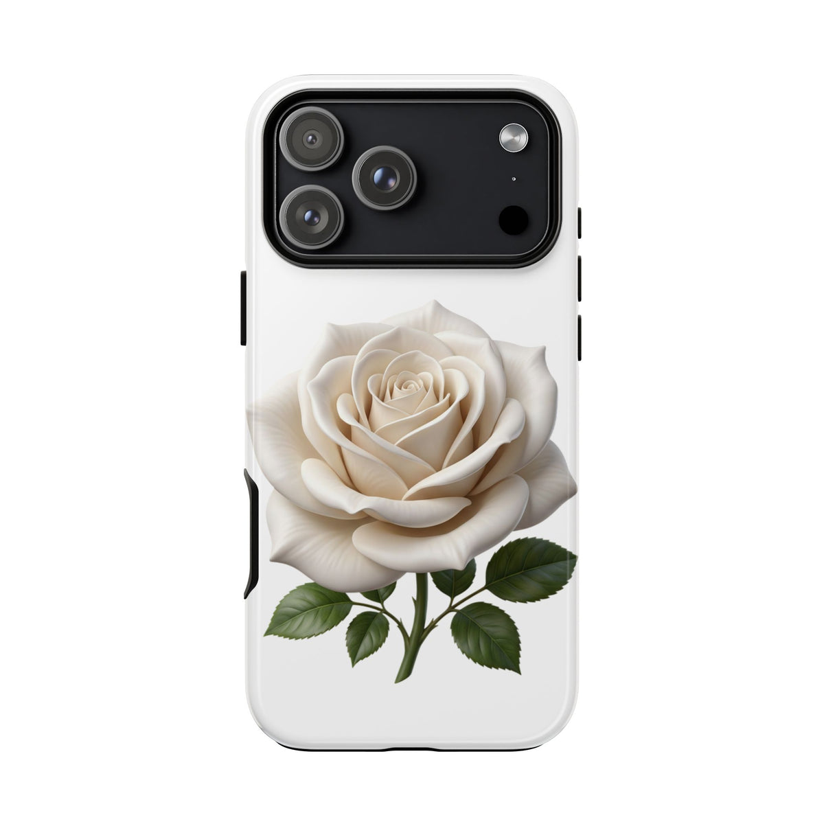 White Rose Tough Phone Case – Elegant Floral Protective Cover