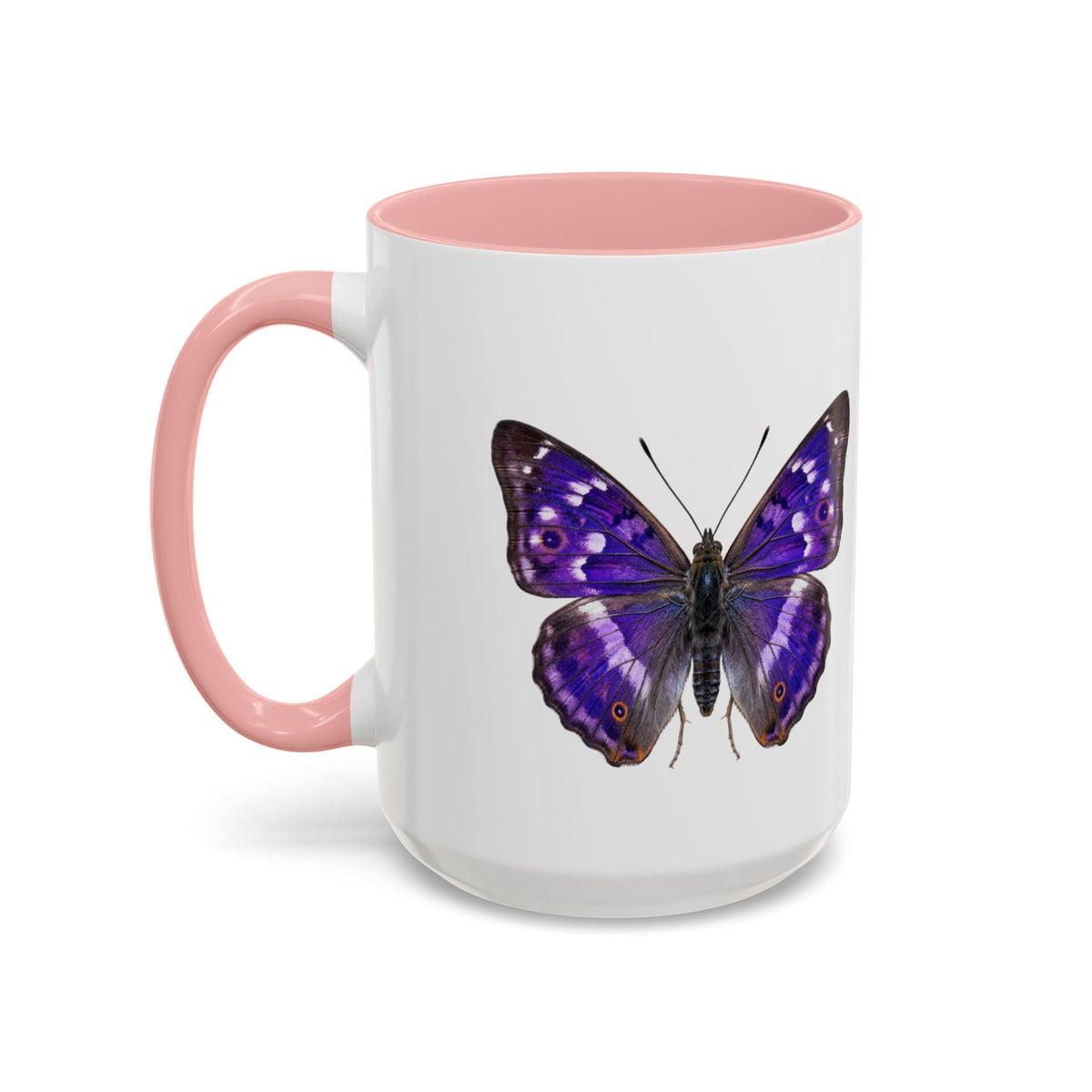 Purple Butterfly Accent Coffee Mug – Elegant Floral Butterfly Ceramic Cup