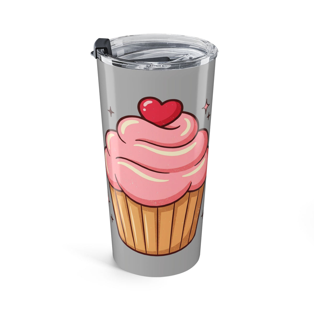 Pink Cupcake Tumbler 20oz- Light Grey
