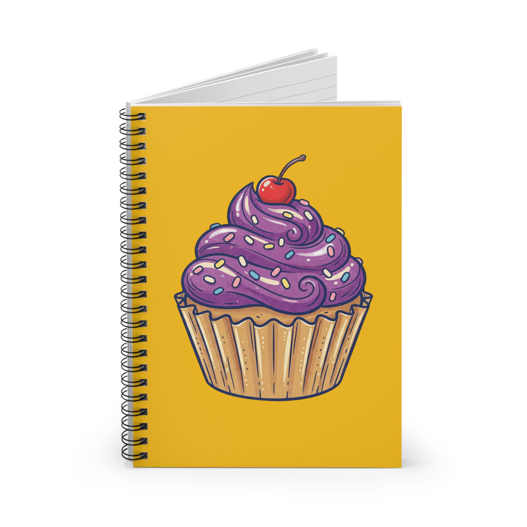 Cupcake Notebook — Purple Frosting Spiral Ruled Journal