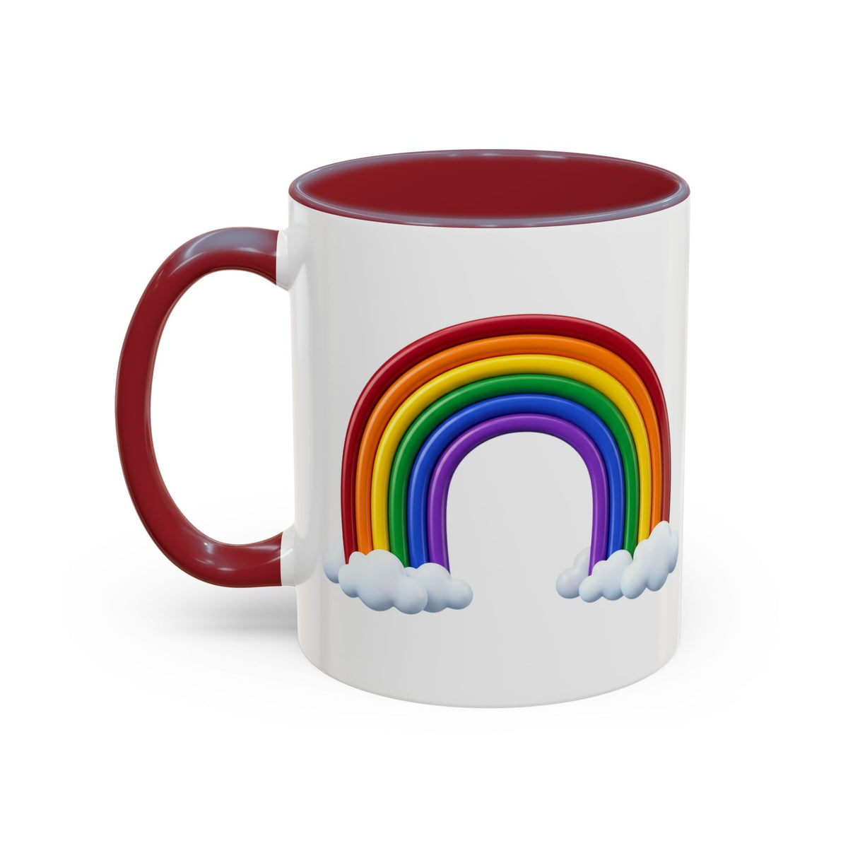 Rainbow Coffee Mug - Colorful Arc & Clouds Accent Mug (11/15oz)