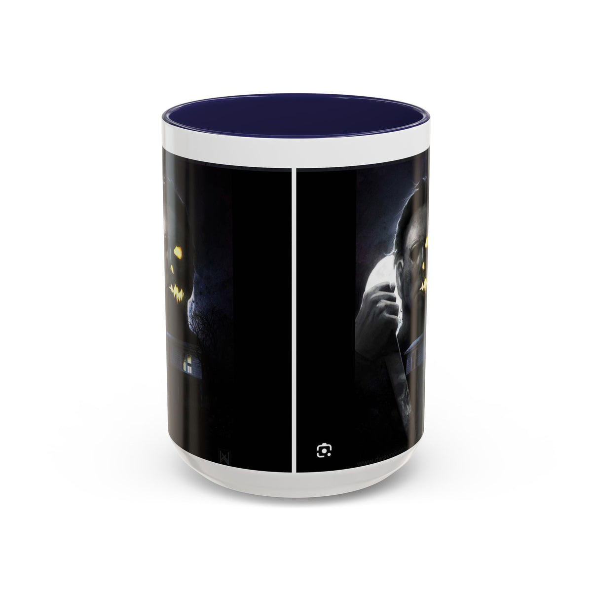 Halloween Michael Myers Accent Coffee Mug — Spooky Horror Movie Jack-O'-Lantern Face (11/15oz)